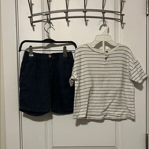 Zara Kids Striped White and Navy Matching Set